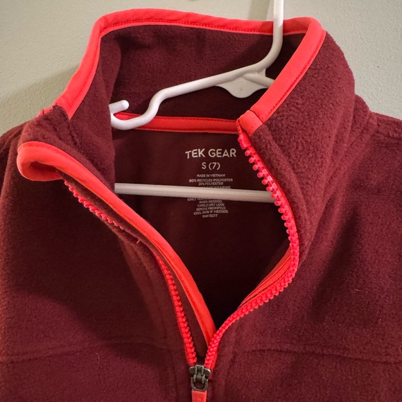 * 3 FOR $20 * Tek Gear Burgundy and Coral Quarter-Zip Micro-Fleece - Picture 3 of 3